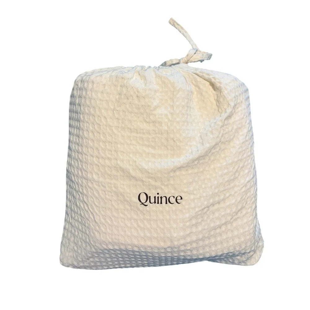 Quince Queen Organic Waffle Duvet Cover Set Undyed Off White